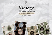 Vintage Floral Line Art Patterns, a Pattern Graphic by lilovwishes (Thumbnail 1 of 7)