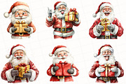 Funny Santa Watercolor Clipart, an Illustration by OK Design (Thumbnail 3 of 5)