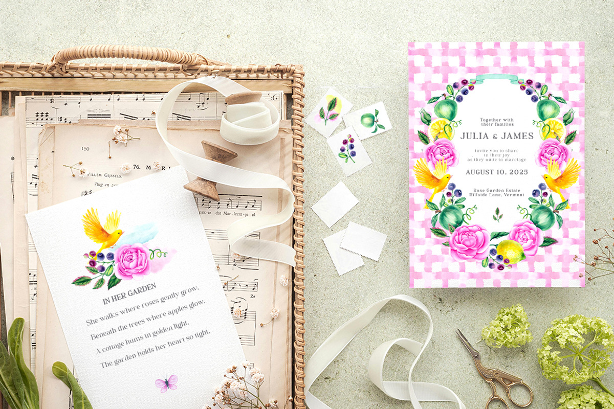 Garden Whispers Watercolor clipart, a Decorative Illustration by SashaKondr (Photo 3 of 13)