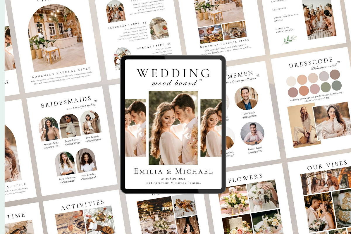 Wedding mood board Canva template, a Card Template by EvaTemplates (Photo 1 of 8)