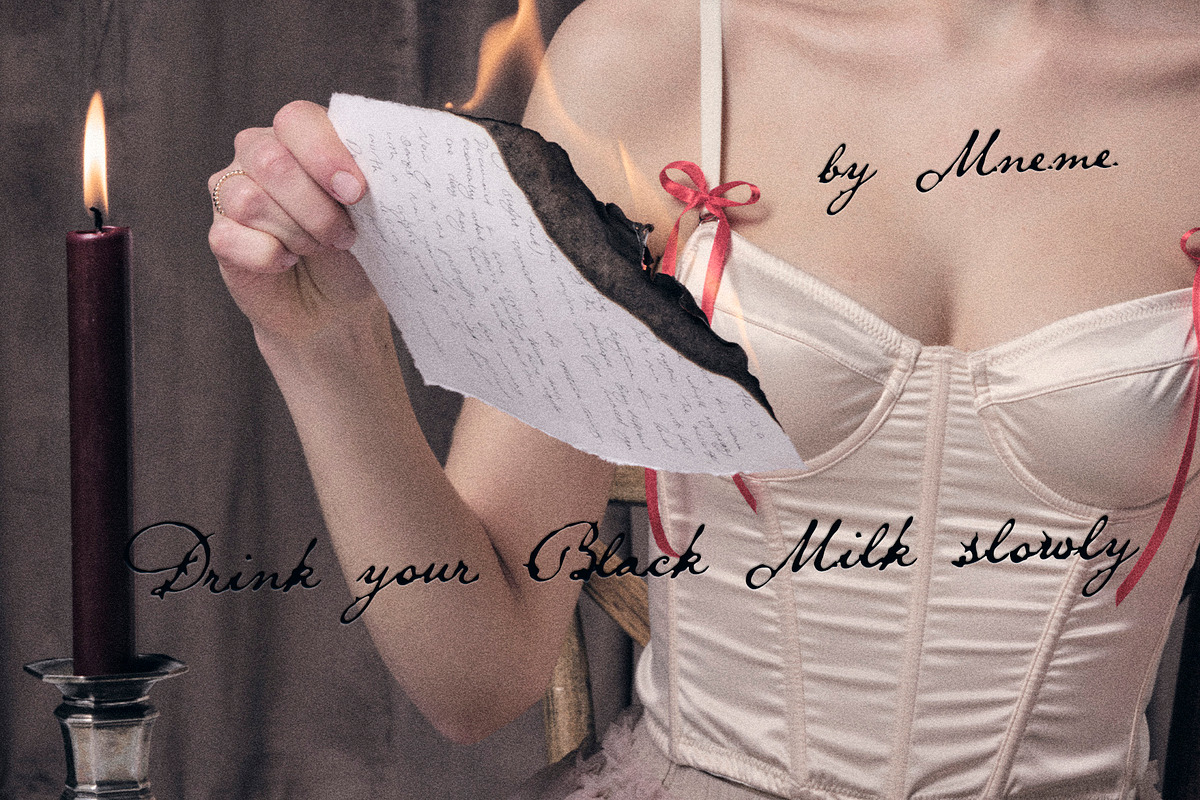 Black Milk: Decorative Ink Script, a Script Font by Mneme (Photo 4 of 11)