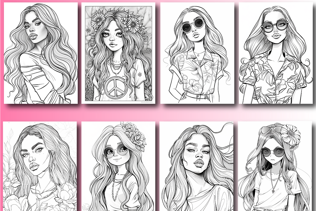 Hipple Style Girl Coloring Book, an Animal Illustration by Printable Design Store (Photo 3 of 7)