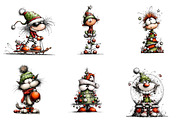 Funny Quirky Christmas Clipart, an Illustration by CreationArt (Thumbnail 2 of 5)