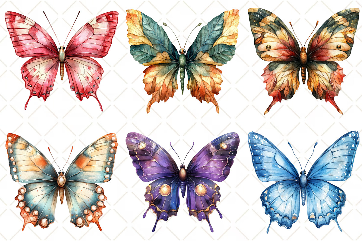 Whimsical Butterfly Clipart, an Illustration by Black Bird Studio (Photo 4 of 5)