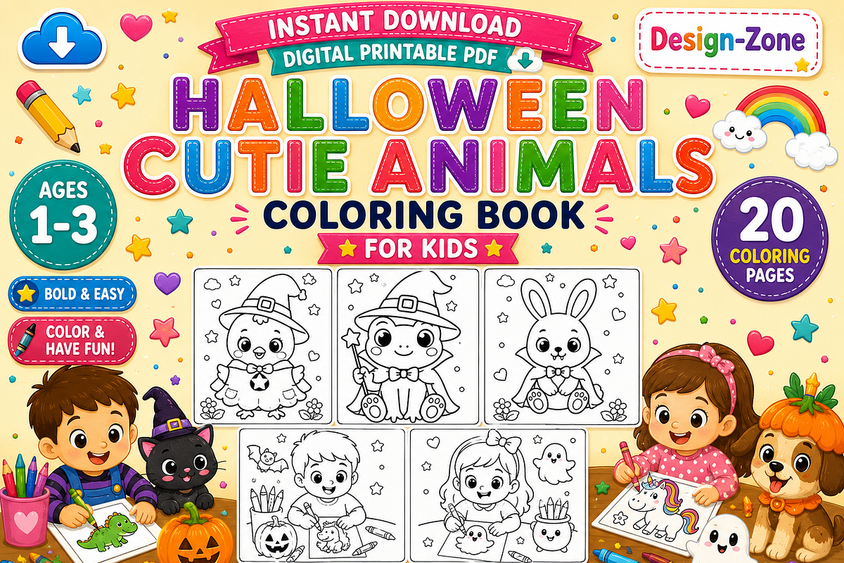 Halloween Cutie Animals Color Book, an Animal Illustration by Design Zone (Photo 2 of 7)