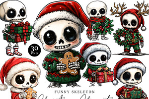 Funny Skeleton Christmas Clipart, a Seasonal Illustration by Design Scotch