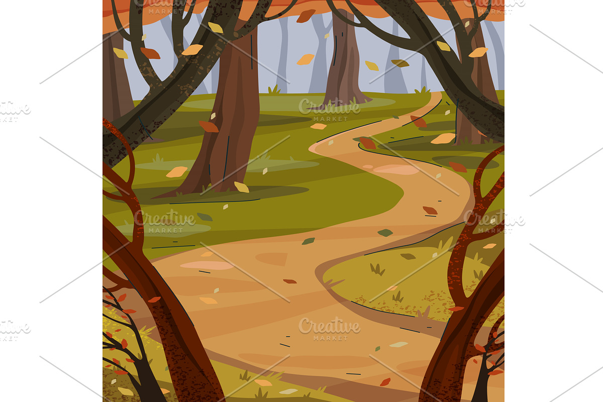 Autumn forest background or fall, a Texture Illustration by Elegant Solution