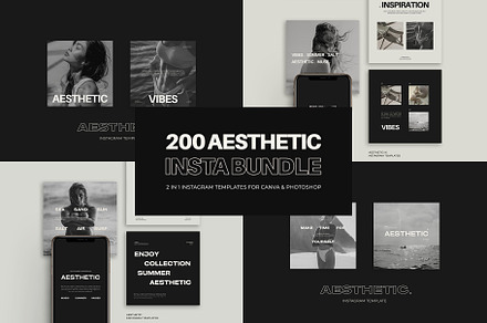 200 Instagram Aesthetic Bundle II, a Social Media Template by Instprofi | Studio Estimo