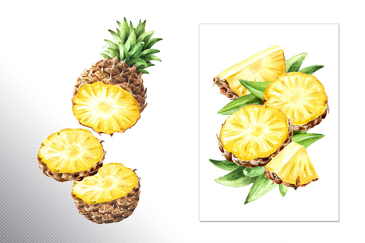 Tropical Pineapple. Hand painted, a Food Illustration by Daria Ustiugova (Photo 8 of 28)