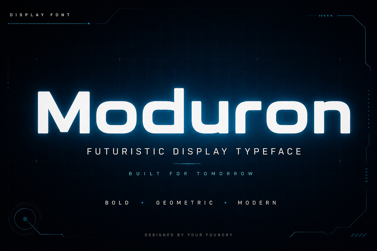 Moduron – Futuristic Display Font, a Slab Serif Font by Wow Magic (Photo 1 of 5)