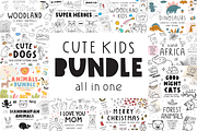 Cute kids Bundle, an Animal Illustration by cutelevindesign (Thumbnail 1 of 13)