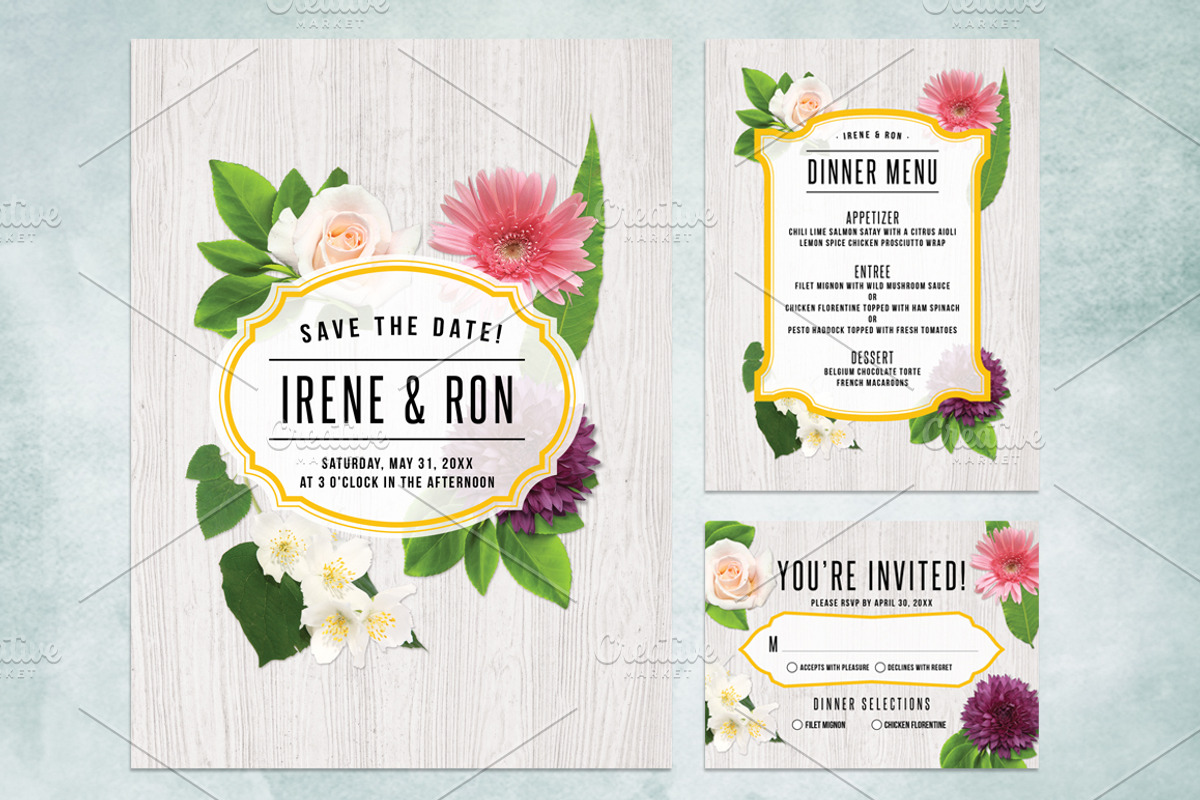 Spring Floral Wedding Invite Bundle, an Invitation Template by SkyvaraSupply (Photo 2 of 2)
