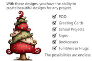 Whimsical Christmas Tree Clipart, an Illustration by Pixels.Craft (Thumbnail 3 of 6)