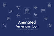 Animated American Icon Art Set, an Outline Icon by Prosymbols (Thumbnail 1 of 4)