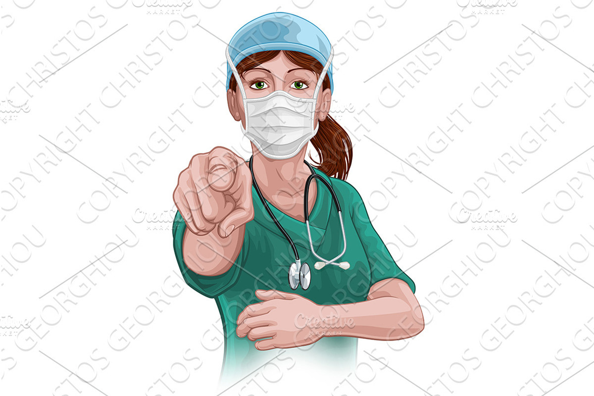 Doctor or Nurse Woman in Scrubs, a Healthcare Illustration by Christos Georghiou