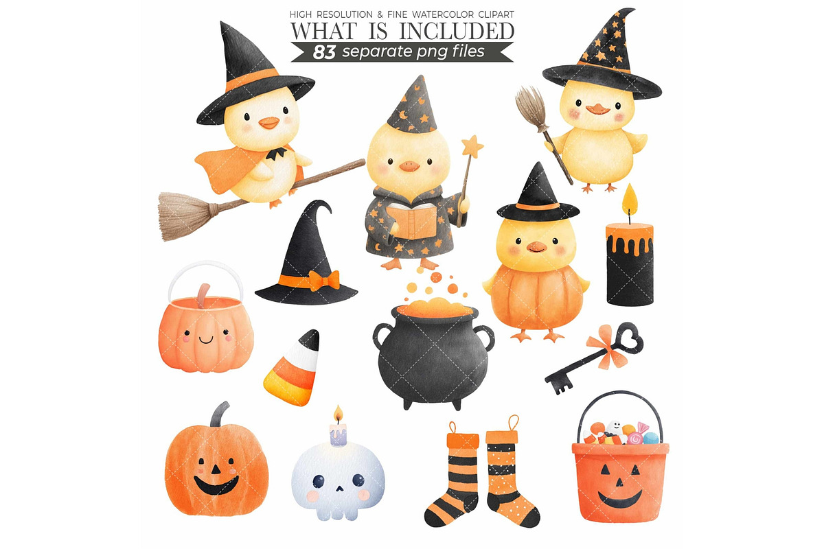 Halloween Duckling Watercolr Clipart, an Animal Illustration by CharmClipart (Photo 6 of 9)