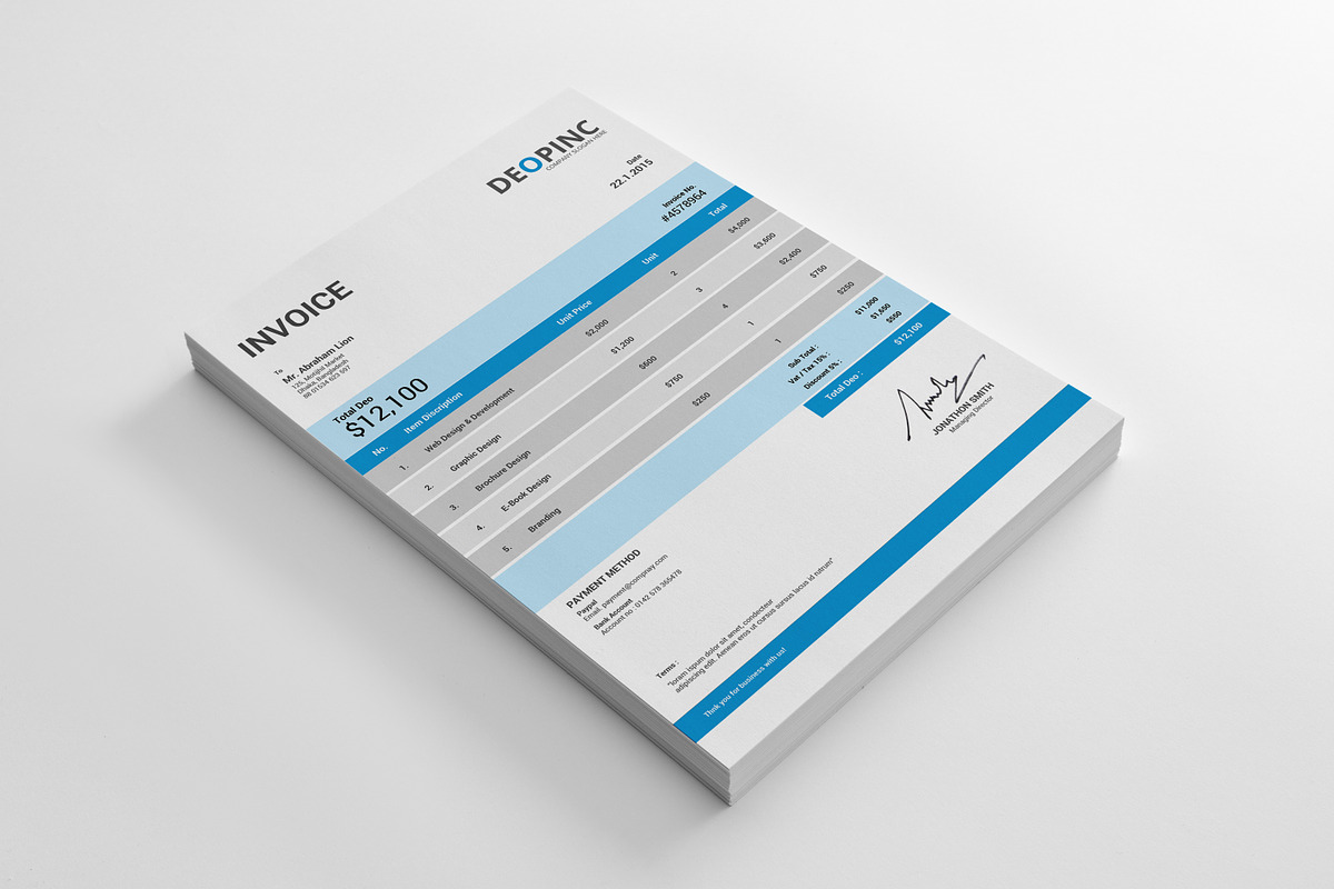 Creative Invoice, a Stationery Template by alimran24