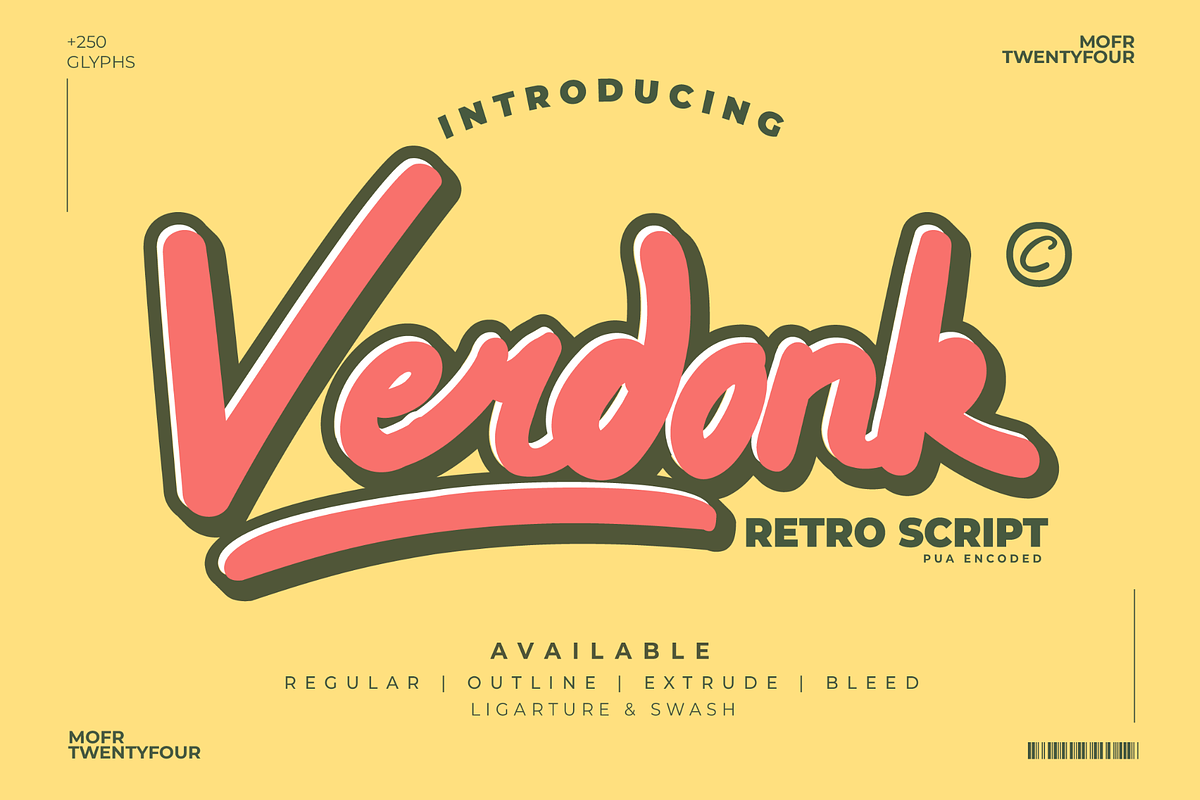 Verdonk - Retro Script Display, a Script Font by Mofr 24 (Photo 1 of 8)