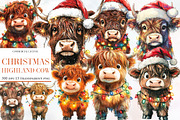 Christmas Highland Cow Clipart, an Illustration by Designworld (Thumbnail 1 of 5)