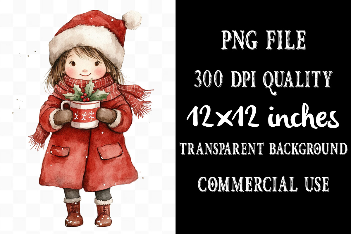 Christmas Hot Cocoa Girl Clipart, an Illustration by Designking (Photo 4 of 5)