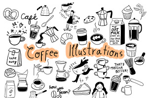 Café & Coffee Line Art Illustrations, a Food Illustration by sernuretta