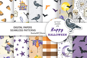 Watercolor Halloween Patterns