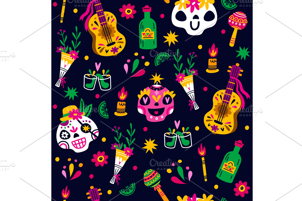 Mexican symbols for Day of Dead, an Illustration by Vectorbuum