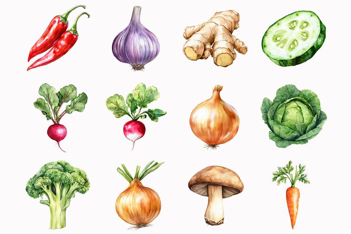 Watercolor Vegetables Clipart, an Illustration by Design Market (Photo 4 of 5)