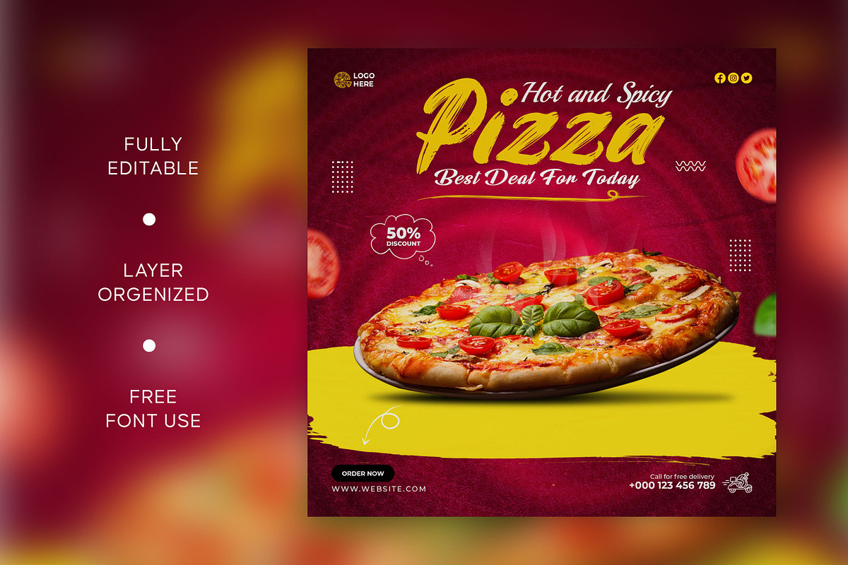 Food social media post template, a Social Media Template by Motaleb Hossain