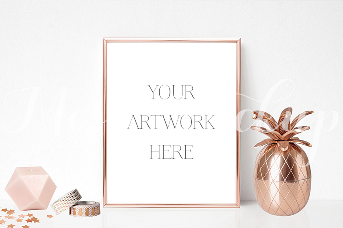 Rose Gold Frame Mockup, a Print Template by Miss Mockup