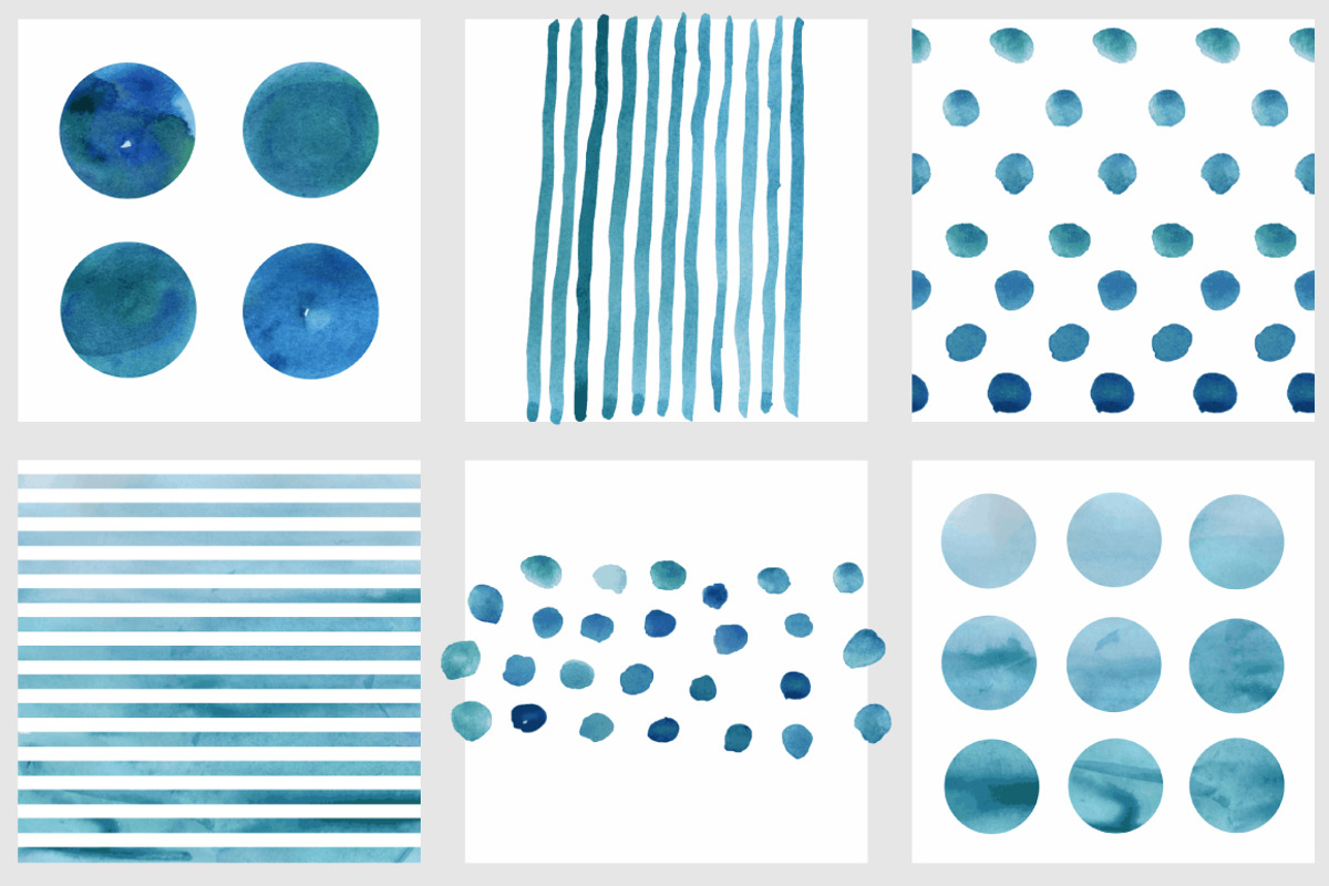 Watercolor Pattern, Lines, Circles preview 3
