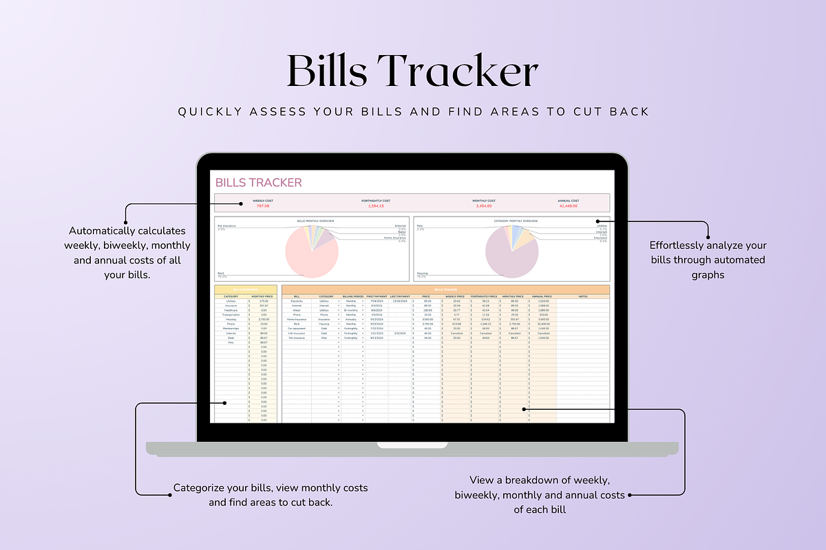 Bills Tracker - Pastel, a Templates & Theme by The Creative Plans co (Photo 4 of 10)