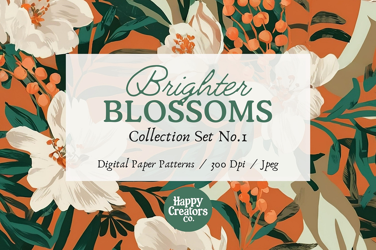 Brighter Blossoms Digital Paper Pack, a Pattern Graphic by Happy Creators Co. (Photo 7 of 7)