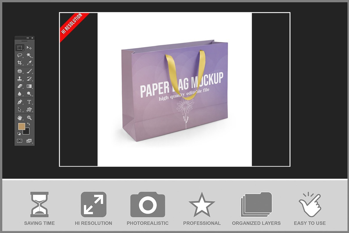 Premium Paper Bag Mockup, a Packaging Mockup by Bruno's Shop (Photo 2 of 3)