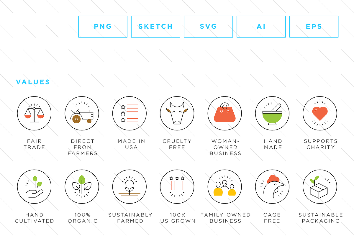 Food value icons package, an Outline Icon by Vineta Rendon (Photo 6 of 12)