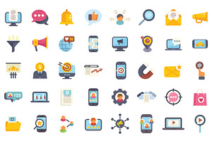 Collection of flat design icons, a Technology Illustration by Ylivdesign