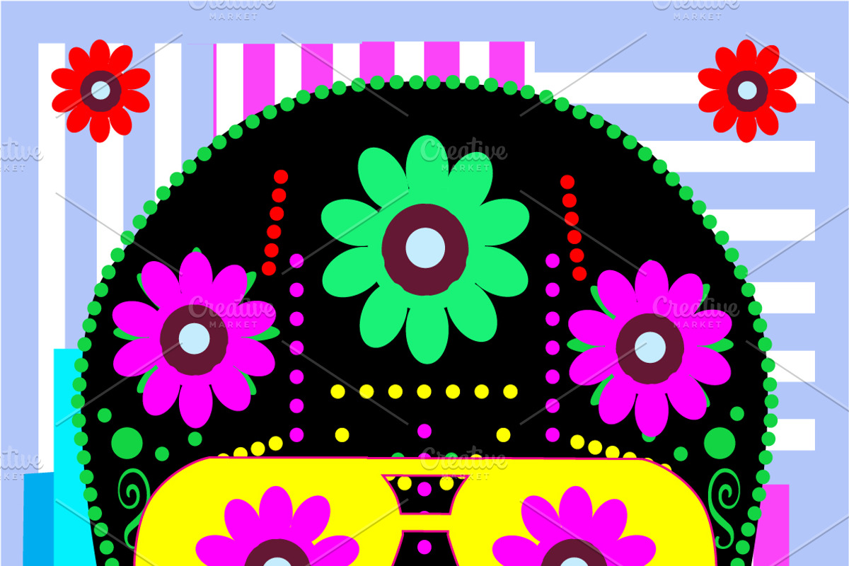 Colorful skull with flowers, a Wallpaper Graphic by TeaGraphicDesign (Photo 2 of 3)
