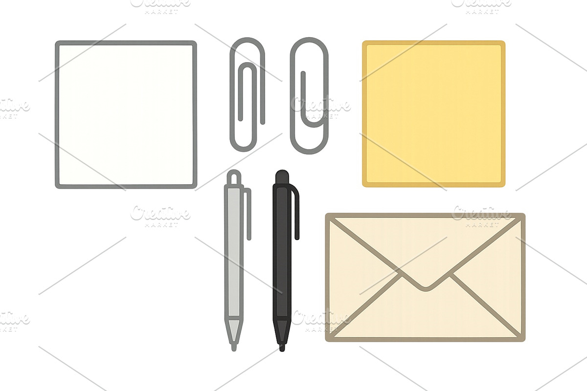 Stationery items arranged on a flat, an Object Illustration by ZinetroN