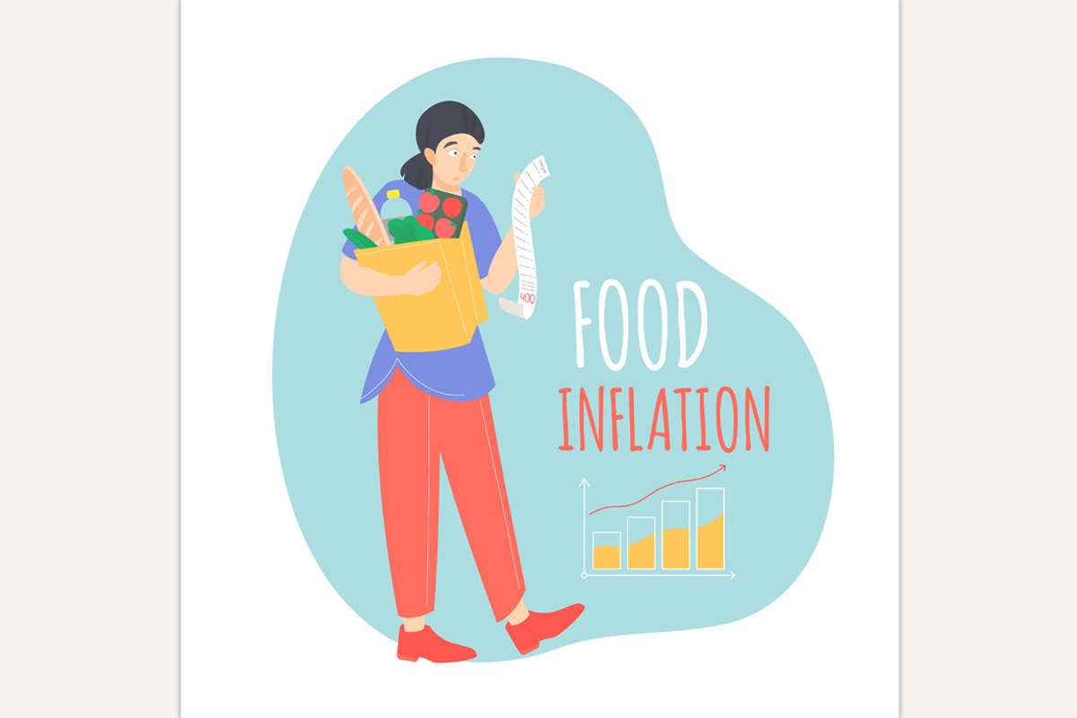 Food crisis, inflation, hunger, glob, a Food Illustration by Anna's Shop