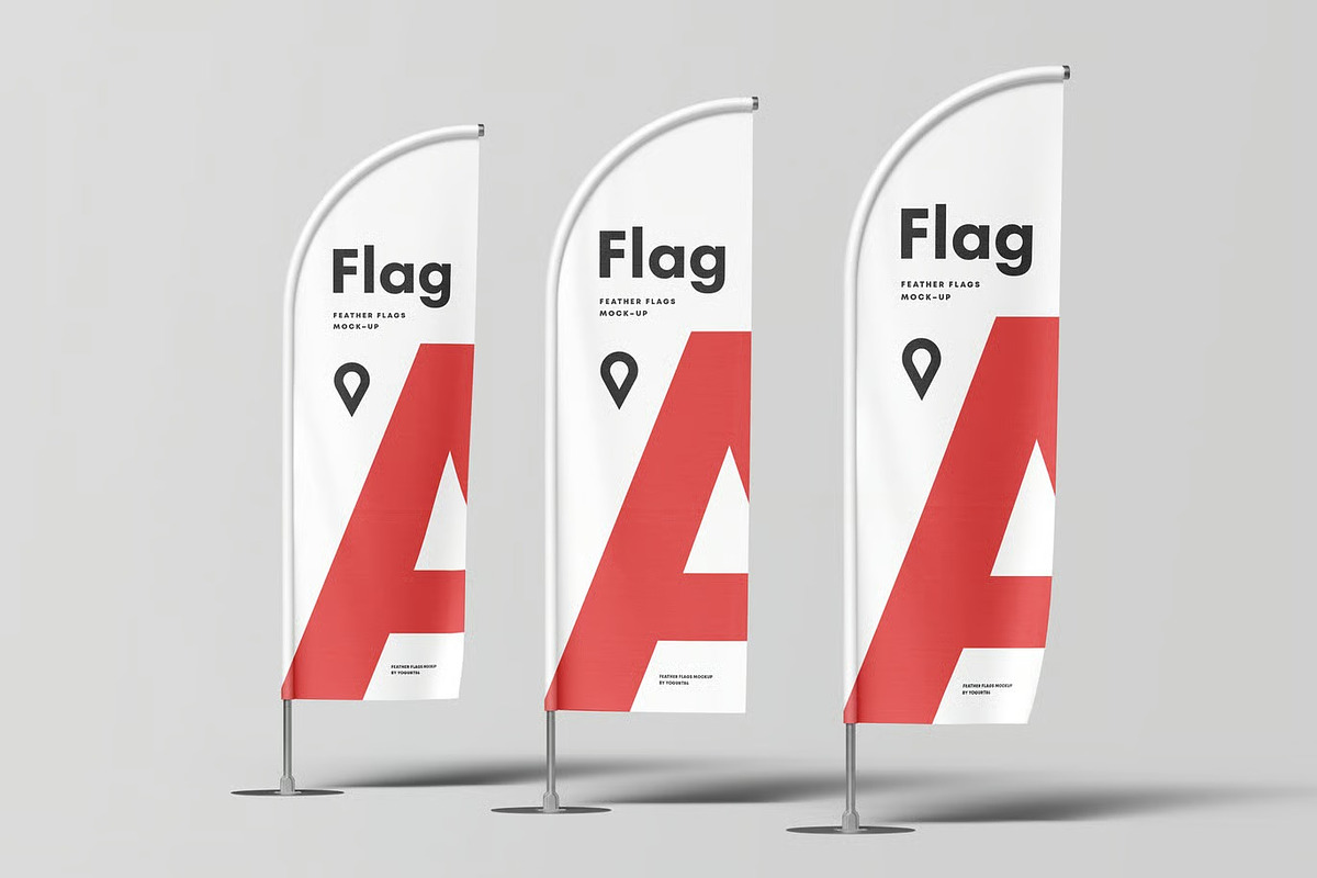 Feather Flag Mockup, an Advertising Mockup by zippypixelstudio (Photo 5 of 8)