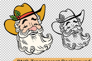 Santa Face Cowboy Hat Svg, Png Cut