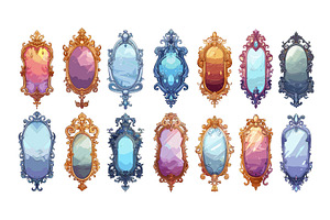 Magic mirrors cartoon vector set, an Illustration by Stock-Smart-Start