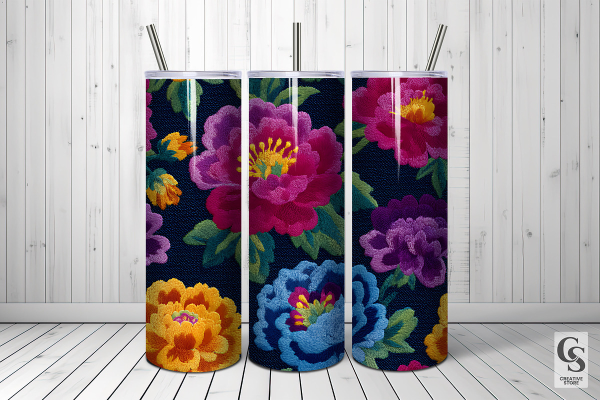 Colorful Mexican Flowers Embroidery, a Pattern Graphic by Creative Store (Photo 5 of 5)