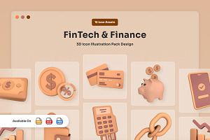 Modern FinTech 3D Icon Collection, a Finance Illustration by twinstd