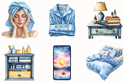 Watercolor Evening Routine Clipart, an Illustration by OK Design (Thumbnail 5 of 5)