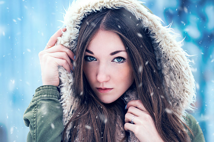 Beautiful girl on winter portrait
