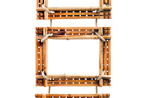 Three bamboo photo frames isolated o