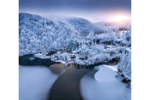 Aerial view of frozen lakes, a Nature Photo by den-belitsky
