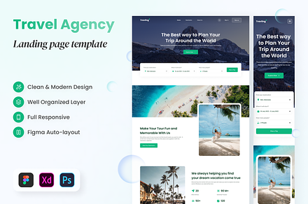 Travel Agency Landing Page, a Landing Page Template by SLAB! Design