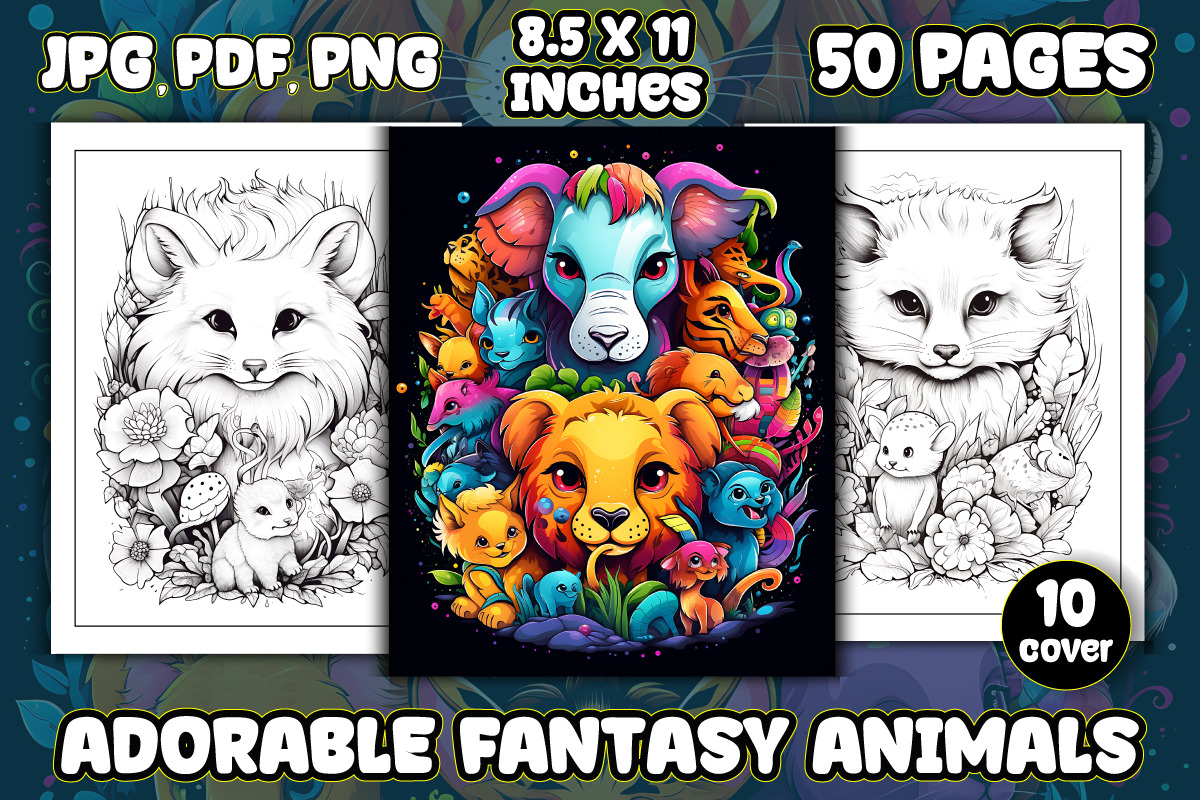 Adorable Fantasy Coloring Pages, an Animal Illustration by ...